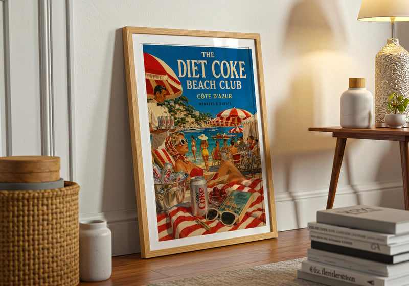 Diet Coke Beach Club Poster | Retro French Riviera Art Print