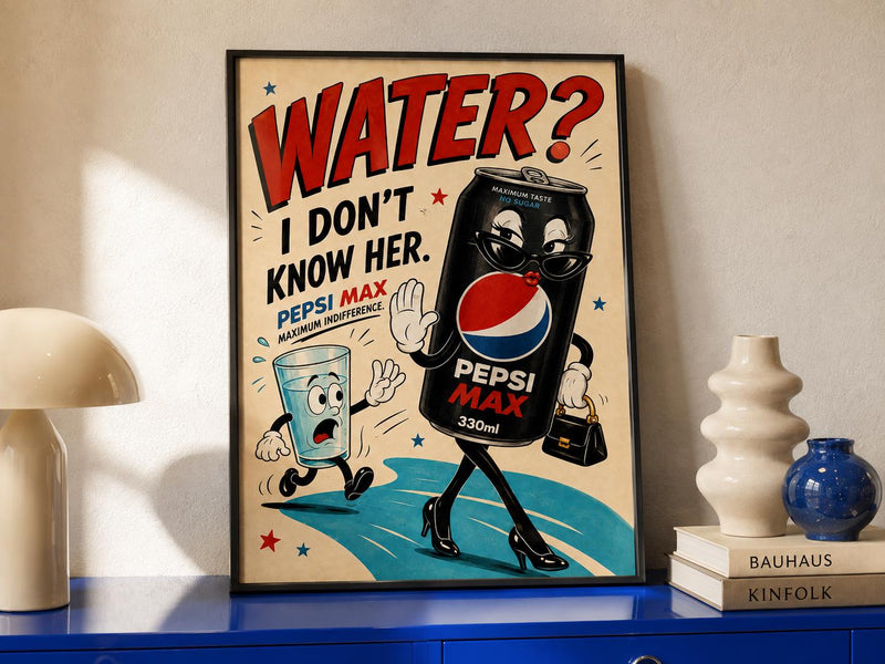 Retro Pepsi Max Poster | Colourful Soda Art Print, Kitchen Wall Decor