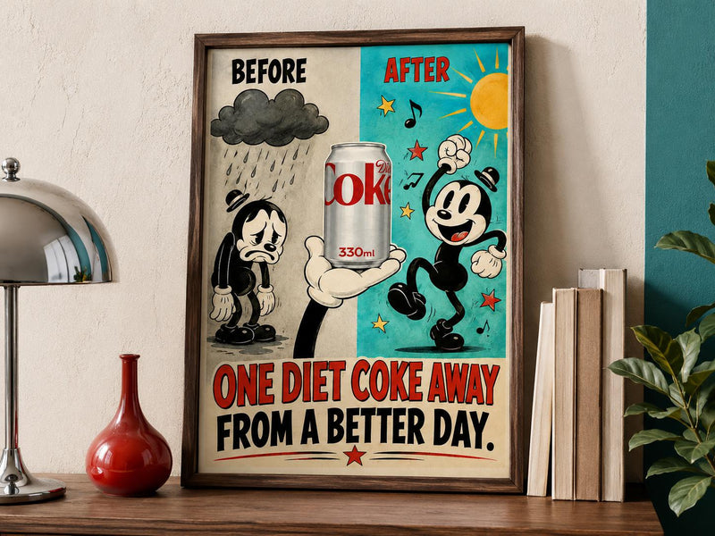 Funny Retro Diet Coke Rubber-Hose Poster