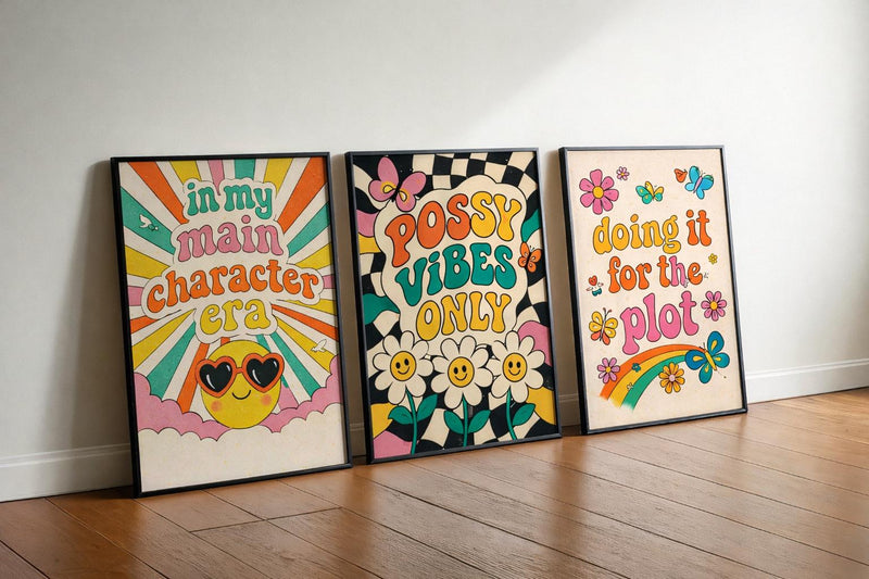 Retro Y2K Quote Prints | Colourful Funky Gallery Wall Set