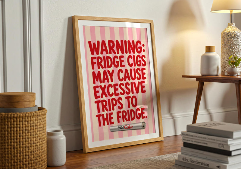 Diet Coke Fridge Cigs Print | Retro Girly Kitchen Wall Art