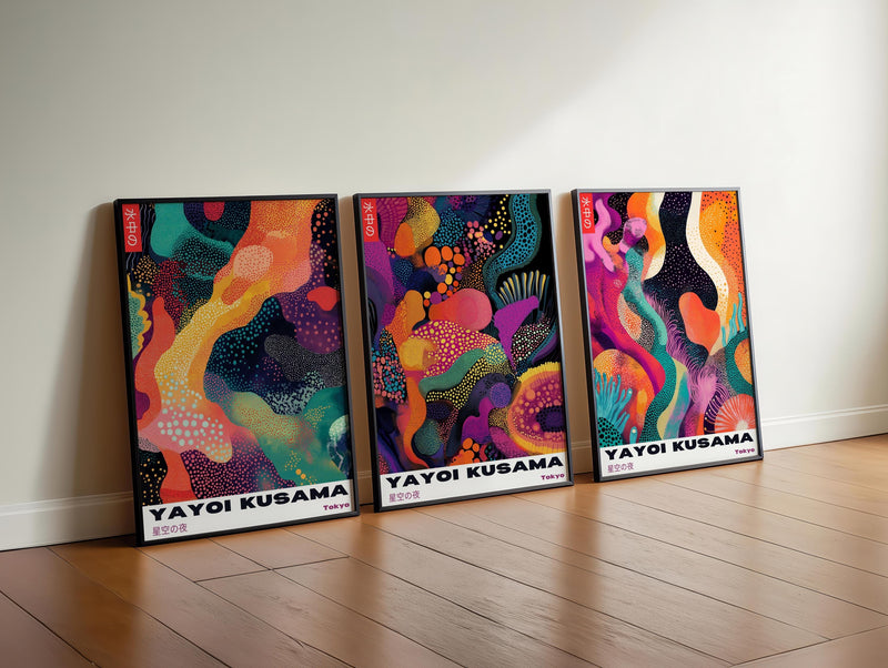 Yayoi Kusama Poster Set: Japanese Modern Art, Colorful Wall Decor