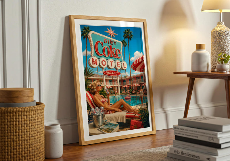 Diet Coke Motel Poster | Retro Palm Springs Poolside Art Print