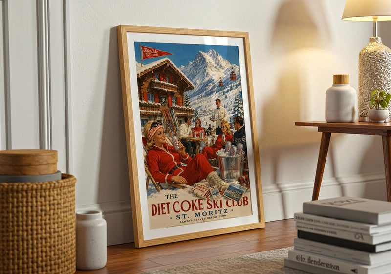 Diet Coke Ski Club Print | Retro St Moritz Alpine Wall Art