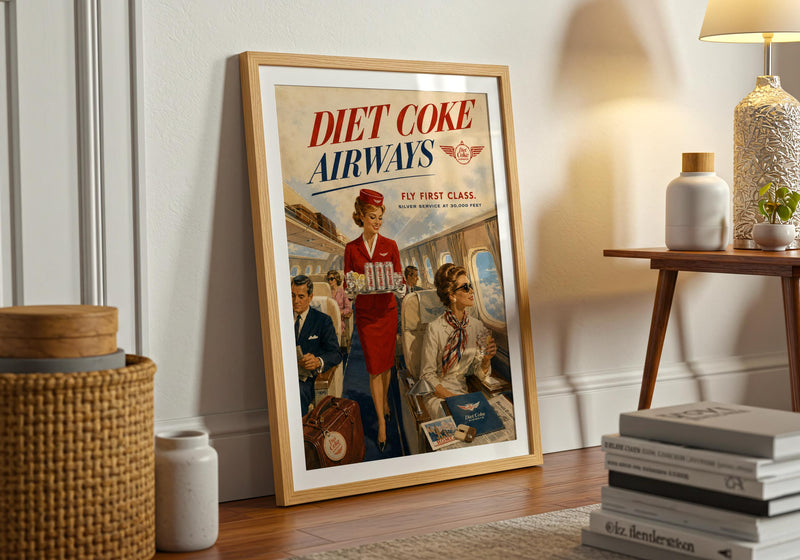 Diet Coke Airways Retro Travel Poster | Vintage First Class Airline Art