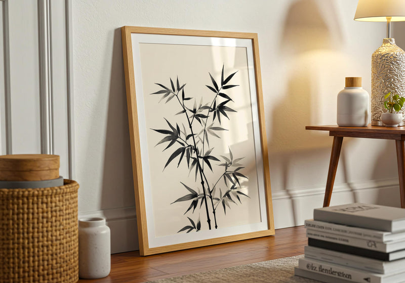 Bamboo Ink Print: Japandi Botanical Wall Art