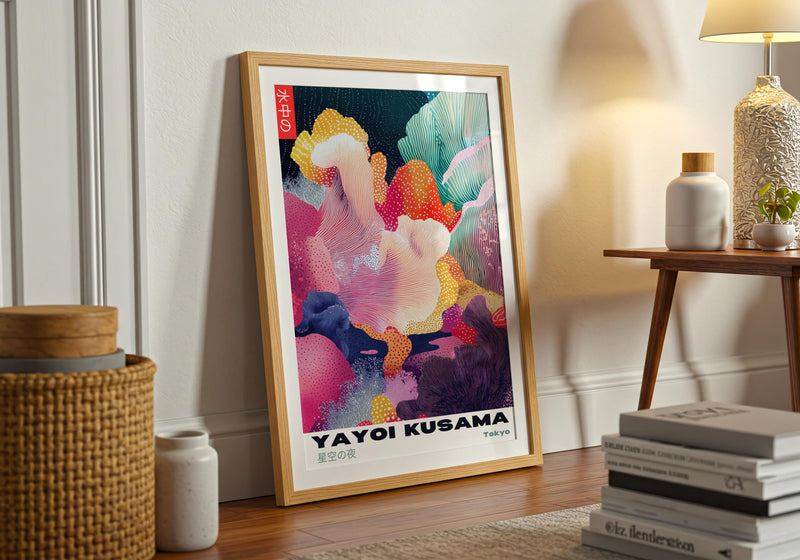 Yayoi Kusama Exhibition Poster: Colorful Abstract Polka Dot Print