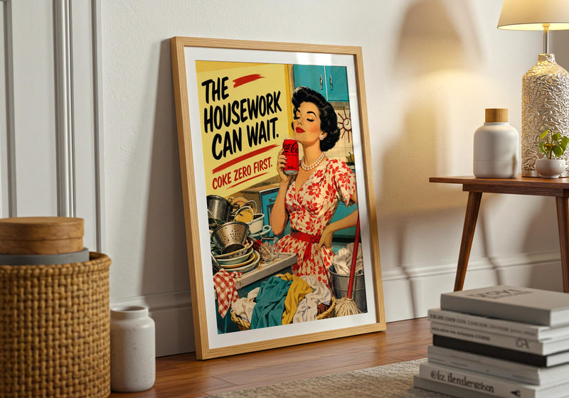 Retro Coke Zero Print | Vintage Kitchen Wall Art Poster, Funny Homemaker Art
