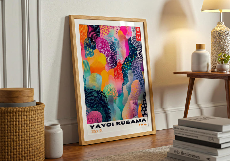 Yayoi Kusama Exhibition Poster: Colorful Abstract Polka Dot Print