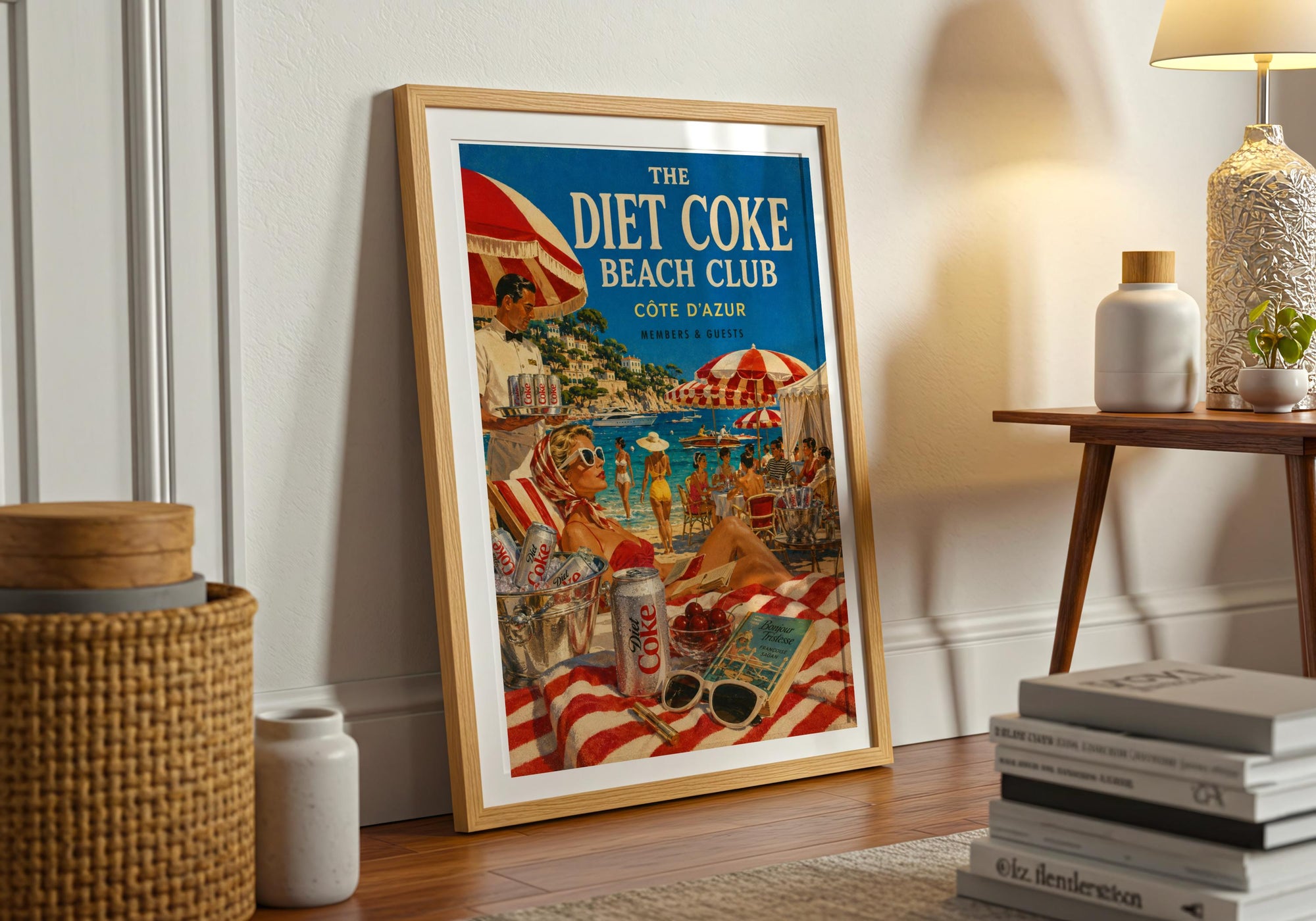 Diet Coke Beach Club Poster | Retro French Riviera Art Print