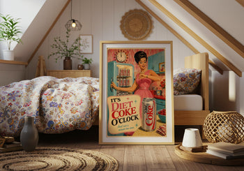 Retro Diet Coke O'Clock Print | 1950s 60s Kitchen Wall Art