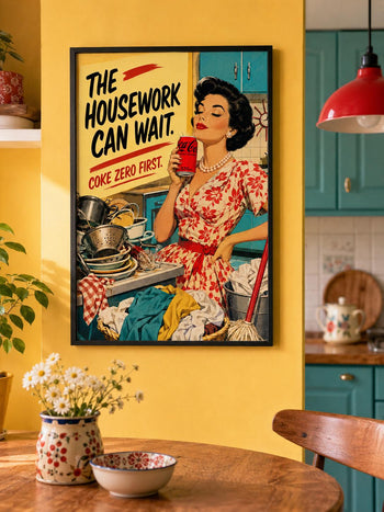 Retro Coke Zero Print | Vintage Kitchen Wall Art Poster, Funny Homemaker Art