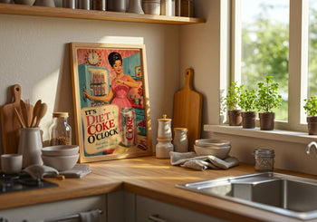 Retro Diet Coke O'Clock Print | 1950s 60s Kitchen Wall Art