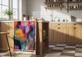 Yayoi Kusama Exhibition Poster: Colorful Abstract Polka Dot Print
