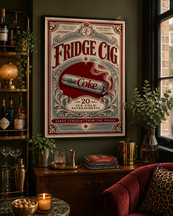Retro Diet Coke Fridge Cig Print | Vintage Soda Kitchen Wall Art