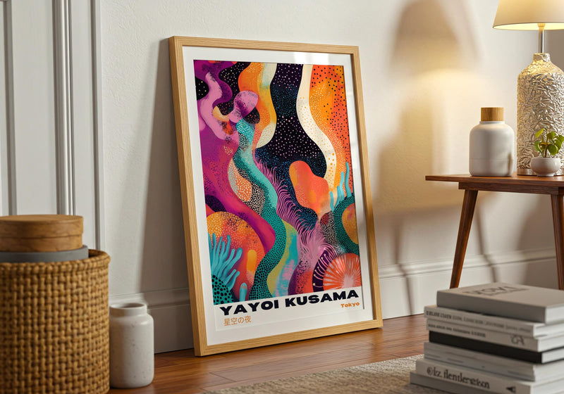 Yayoi Kusama Inspired Polka Dot Art Print: Vibrant Japanese Wall Decor