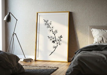 Japandi Cherry Blossom Print: Minimalist Zen Wall Art