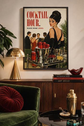 Cocktail Hour Coke Zero Print | Retro Glamour Bar Cart Wall Art