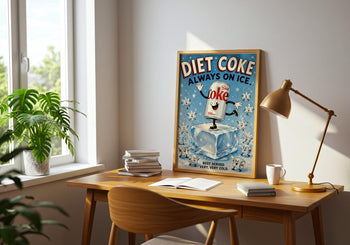 Diet Coke Always on Ice Print | Retro Rubber Hose Cartoon Poster