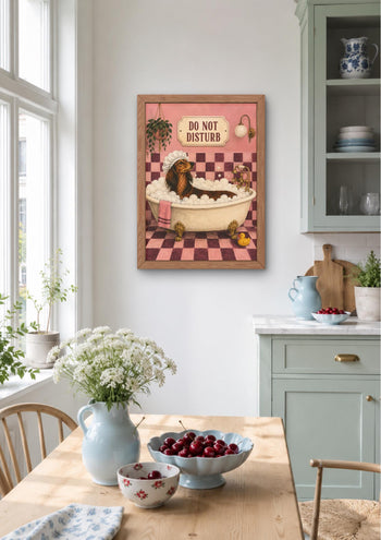 Dachshund Bathroom Art, Sausage Dog Print, Funny Dog Poster, Pink Decor