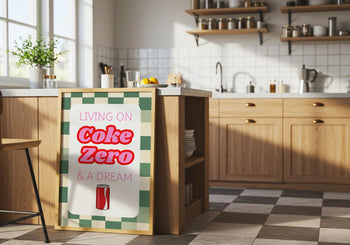 Coke Zero Poster: Retro Pastel Kitchen Art Print