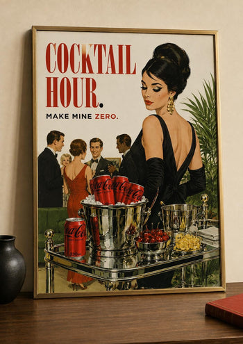 Cocktail Hour Coke Zero Print | Retro Glamour Bar Cart Wall Art