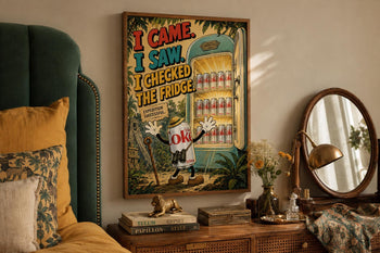 I Came I Saw Checked Fridge Print | Retro Diet Coke Kitchen Poster