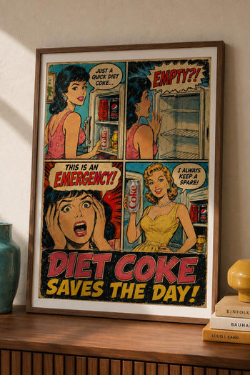 Retro Diet Coke Comic Poster | Vintage Soda Pop Art Print