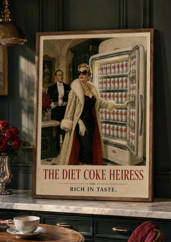 Glamorous Vintage Poster | Retro Diet Coke Print | 1950s Kitchen Wall Art
