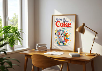 Retro Diet Coke Poster | Colourful Soda Art Print, Kitchen Wall Decor