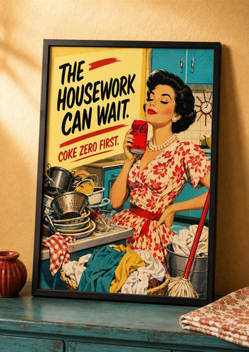 Retro Coke Zero Print | Vintage Kitchen Wall Art Poster, Funny Homemaker Art