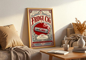 Retro Diet Coke Fridge Cig Print | Vintage Soda Kitchen Wall Art