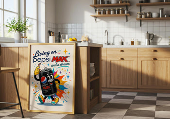 Retro Pepsi Max Poster | Colourful Soda Art Print, Kitchen Wall Decor