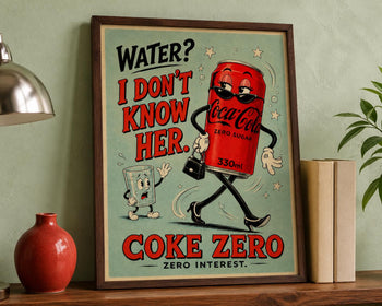 Coke Zero Retro Kitchen Poster | Funny Rubber Hose Cartoon Art Print
