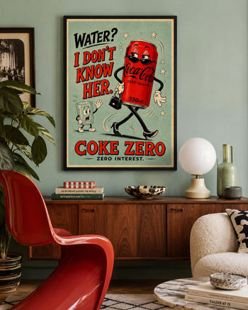 Coke Zero Retro Kitchen Poster | Funny Rubber Hose Cartoon Art Print