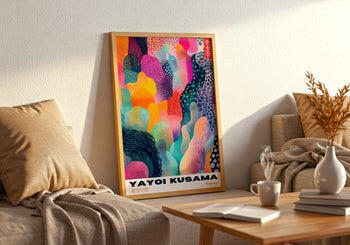 Yayoi Kusama Exhibition Poster: Colorful Abstract Polka Dot Print