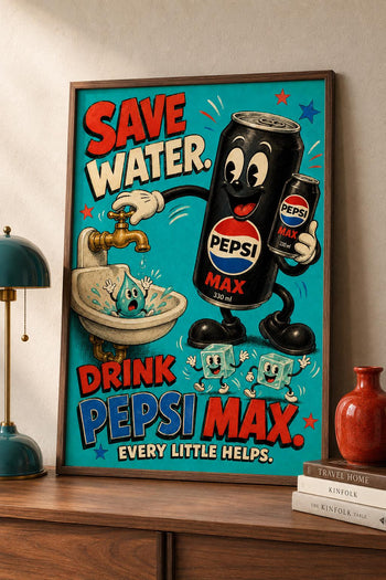 Retro Pepsi Max Poster | Colourful Soda Art Print, Kitchen Wall Decor