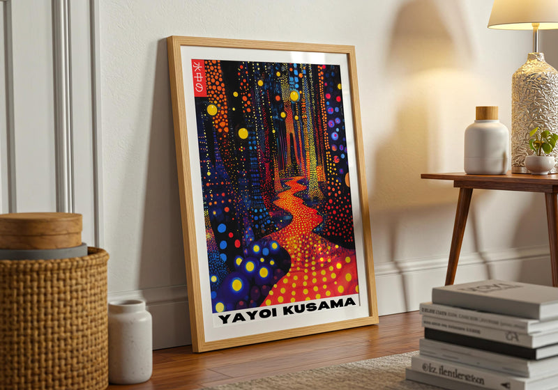 Yayoi Kusama Poster: Neon Forest Art Print, Polka Dot Decor