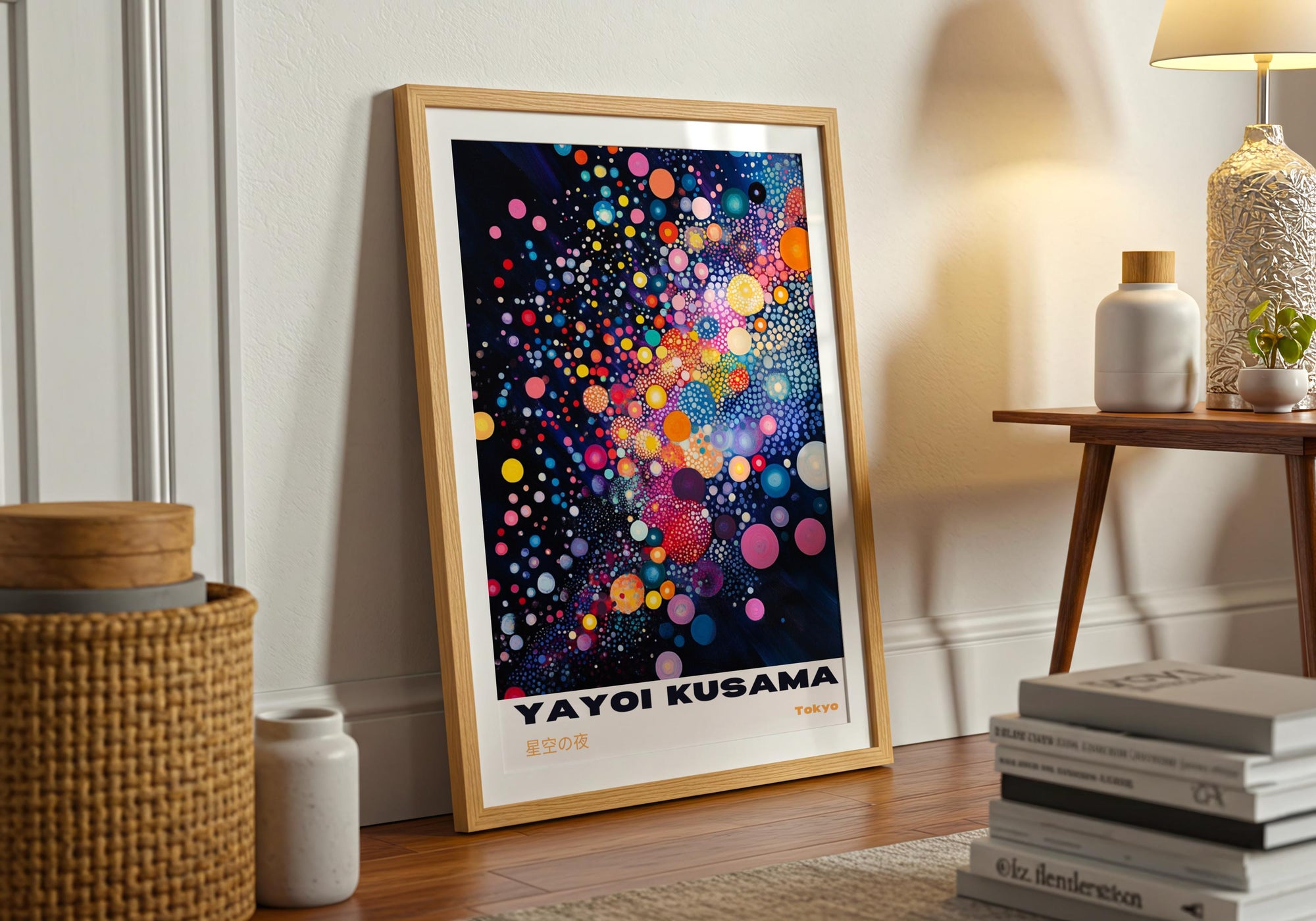 Yayoi Kusama Poster: Colourful Abstract Dot Art, Japanese Print