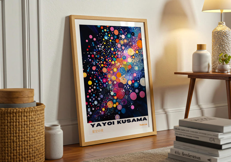 Yayoi Kusama Poster: Colourful Abstract Dot Art, Japanese Print