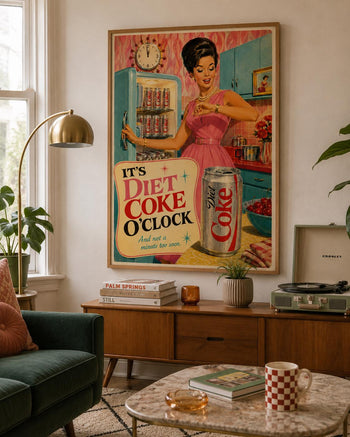 Retro Diet Coke O'Clock Print | 1950s 60s Kitchen Wall Art