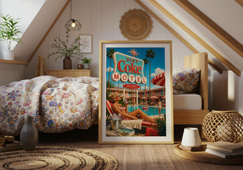 Diet Coke Motel Poster | Retro Palm Springs Poolside Art Print