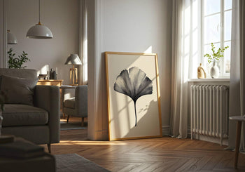 Japandi Ginkgo Leaf Print: Minimalist Botanical Wall Art