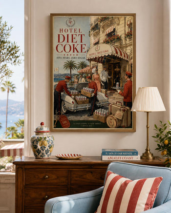 Hotel Diet Coke Print | Riviera Travel Art | Retro Zero Sugar Poster