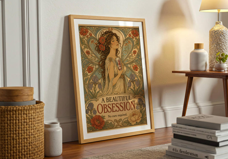 Art Nouveau Diet Coke Print | Vintage Floral Maximalist Kitchen Poster