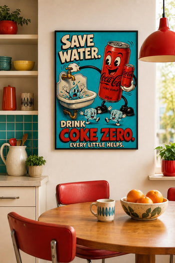 Coke Zero Poster: Retro Kitchen Art Print
