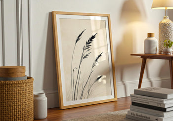 Japandi Grass Print: Minimalist Botanical Ink Wall Art