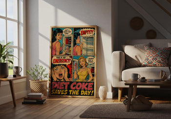 Retro Diet Coke Comic Poster | Vintage Soda Pop Art Print