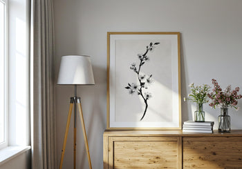 Japandi Cherry Blossom Print: Minimalist Zen Wall Art