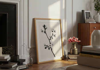 Japandi Cherry Blossom Print: Minimalist Zen Wall Art